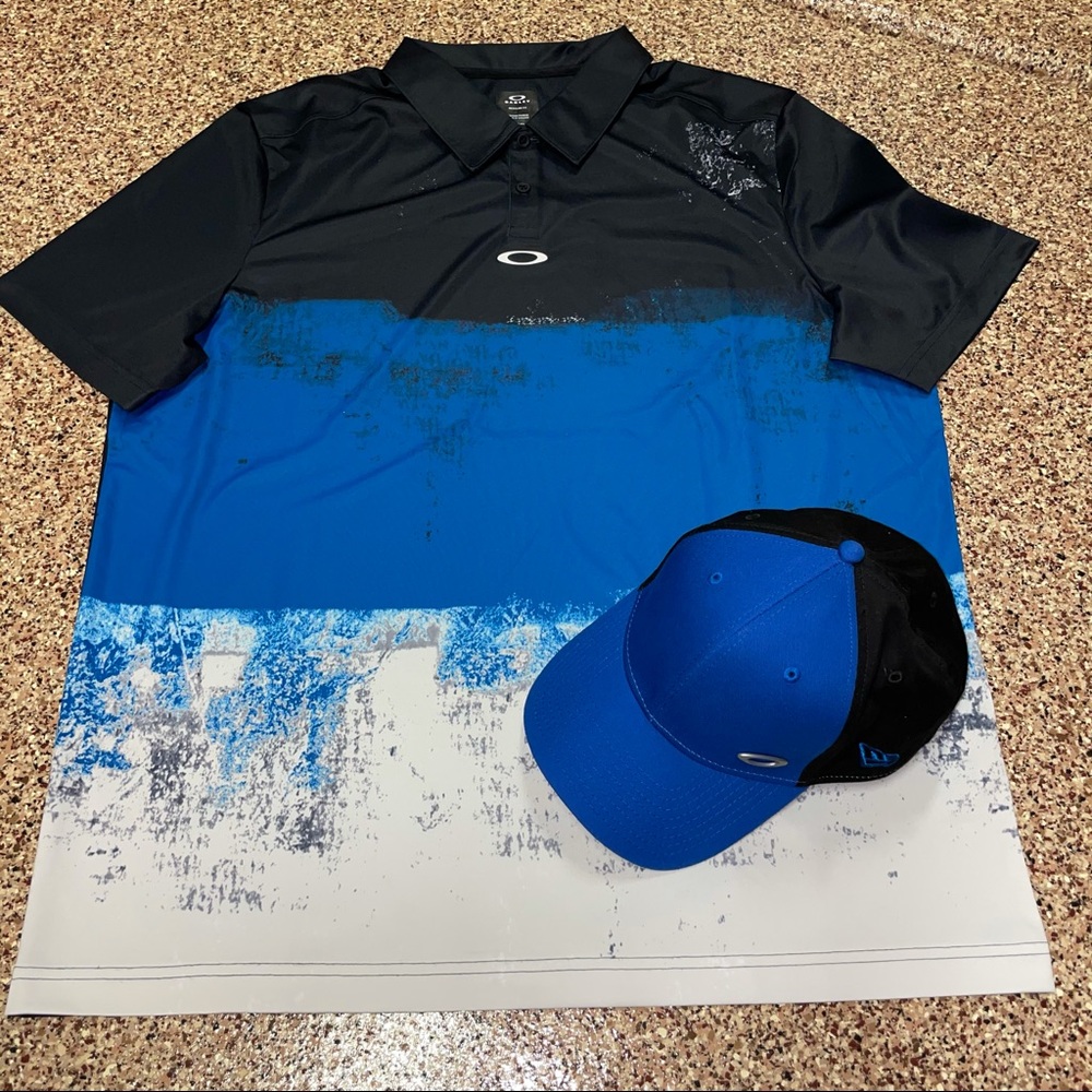 Men’s Oakley Golf Polo Shirt XL a& Hat